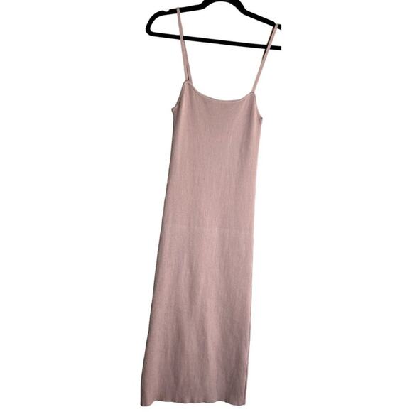 Olivaceous Slip Maxi Dress Women Medium Pink Ribbed Minimalistic Neutral Soft - Picture 1 of 6